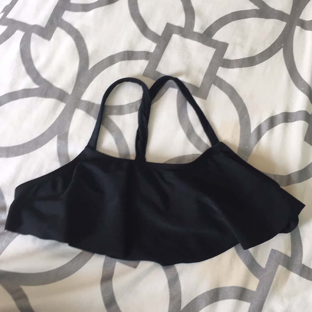 Black ruffled bikini top